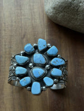 Load image into Gallery viewer, Native American Sterling Silver Blue Turquoise Cluster Cuff Bracelet T Jon