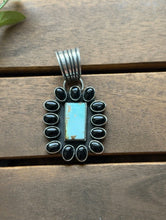 Load image into Gallery viewer, Navajo Sterling Silver Black Onyx Turquoise Cluster Pendant  La Rose