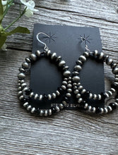Load image into Gallery viewer, Southwestern Sterling Silver Black Onyx Pearls Double Loop Earrings 2.5 Inch