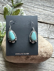 Navajo Native American Sterling Silver Turquoise Earrings KY