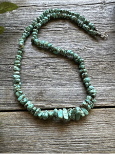 Sterling Silver Number 8 Turquoise Nuggets Bead Necklace Strand. 18 inch