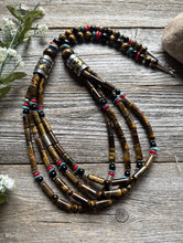 Load image into Gallery viewer, Tommy Rosita Singer T R Sterling Silver Multi Strand Tigers Eye Bead Necklace 28