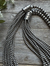 Load image into Gallery viewer, 4mm Multi 10 Strand 925 Sterling Silver Oxidized Pearls Bead Necklace 24 Inch