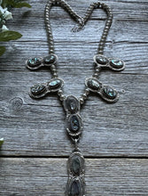 Load image into Gallery viewer, Native American Sterling Silver Shell Lariat Y Bead Necklace. B