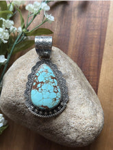 Load image into Gallery viewer, Navajo Sterling Silver Number 8 Turquoise Handmade Pendant Etta Enditto Gift