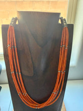 Load image into Gallery viewer, Sterling silver orange coral bead necklace 24 inch