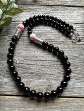 Load image into Gallery viewer, Mens Sterling Silver Black Onyx Pink Conch Kokopelli Bead Necklace 20 inch Gift