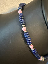 Load image into Gallery viewer, Sterling silver lapis pink conch bead necklace 18 inch