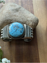 Load image into Gallery viewer, Navajo Native American Sterling Silver Blue Turquoise Cuff Bracelet Martinez
