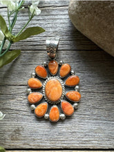 Load image into Gallery viewer, Native American Sterling Silver Orange Spiny Oyster Cluster Pendant Tillie T Jon