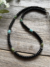 Load image into Gallery viewer, Sterling Silver Black Onyx Turquoise Bead Necklace. 18 Inch Gift