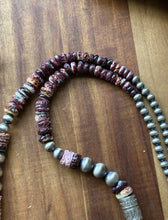 Load image into Gallery viewer, Long Graduated Sterling Silver Purple Spiny Oyster Pearls Bead Necklace 32 Inch