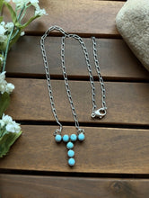Load image into Gallery viewer, Navajo Sterling Silver Turquoise Alphabet T Chain Necklace KY