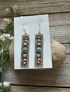 Navajo Native American Sterling Silver Turquoise Earrings R Yazzie Gift