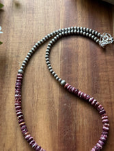 Load image into Gallery viewer, Sterling Silver Purple Spiny Oyster W Multi Bead Pearls Necklace. 18 Inch. Gift
