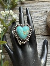 Load image into Gallery viewer, Native American Sterling Silver Turquoise Adjustable Ring C Yazzie