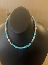 Load image into Gallery viewer, Sterling silver  turquoise wb turquoise bead necklace 18 inch