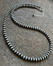 Load image into Gallery viewer, 5mm 16 Inch 925 Sterling Silver Oxidized Pearls Bead Necklace Southwestern