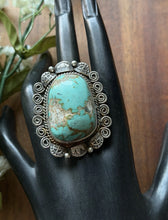 Load image into Gallery viewer, Navajo Sterling Silver Turquoise Adjustable Ring Etta Enditto Gift
