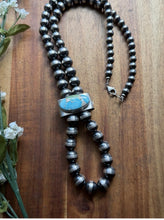 Load image into Gallery viewer, Sterling Silver Sonoran Gold Turquoise Pearls Bead Jackla Necklace 22 Inch