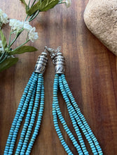 Load image into Gallery viewer, Sterling Silver Multi Strand Blue Turquoise Bead Choker Necklace. 16 inch. Gift