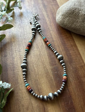 Load image into Gallery viewer, Sterling Silver Multi Stone Pearls 4mm-10mm Choker Bead Necklace 16 inch