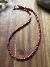 Load image into Gallery viewer, Southwestern Sterling Silver Red Coral W Pearls Bead Necklace 18 inch Gift