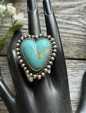 Load image into Gallery viewer, Native American Sterling Silver Turquoise Adjustable Ring C Yazzie
