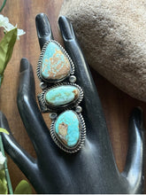 Load image into Gallery viewer, Native American Sterling Silver Royston Turquoise Adjustable Ring. K Yazzie