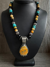 Load image into Gallery viewer, HandmadeNavajoJasperPendentSterlingSilver
WithTurquoiseOnyxandJasperWithNecklace