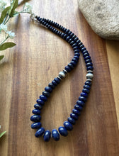 Load image into Gallery viewer, Sterling Silver Graduated Lapis Bead Necklace. 18 inch. Gift