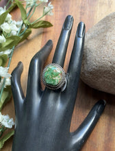 Load image into Gallery viewer, Native American Sterling Silver Sonoran Gold Turquoise Ring. Size 9 Adjustable P