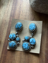 Load image into Gallery viewer, Native American Sterling Silver Kingman Spiderweb Turquoise Earrings Mary Ellen