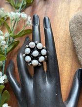 Load image into Gallery viewer, Navajo Sterling Silver Pearl Cluster Adjustable Ring KY Gift