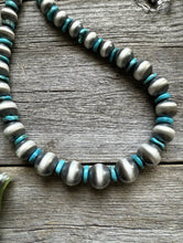 Load image into Gallery viewer, Graduated 925 Sterling Silver Blue Turquoise Pearls 7mm-16mm Bead Necklace 26”