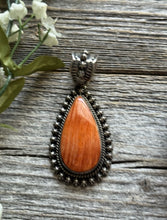 Load image into Gallery viewer, Native American Sterling Silver Orange Spiny Oyster Pendant H Happy Piasso