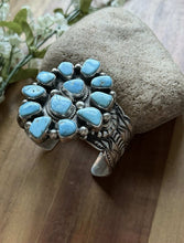Load image into Gallery viewer, Native American Sterling Silver Blue Turquoise Cluster Cuff Bracelet T Jon