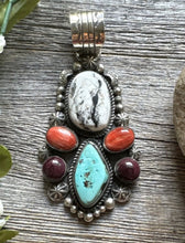 Load image into Gallery viewer, Navajo Sterling Silver Multi Stone Turquoise Spiny Oyster Pendant. C Yazzie