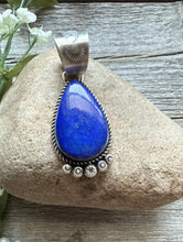 Load image into Gallery viewer, Native American Navajo Sterling Silver Lapis Pendant R Yazzie Gift