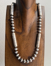 Load image into Gallery viewer, Southwestern Sterling Silver Saucer Bead Necklace. 28 inch. Gift