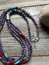 Load image into Gallery viewer, Sterling Silver Multi Strand Stone Purple Pearls Bead Necklace. 30 inch