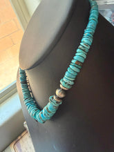 Load image into Gallery viewer, Sterling silver graduated blue turquoise bead necklace 18 inch