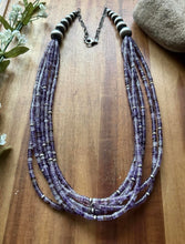 Load image into Gallery viewer, Sterling Silver Purple Charoite W Pearls Multi Strand Bead Necklace 28 Inch Gift