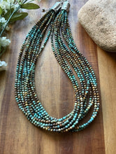 Load image into Gallery viewer, Sterling Silver Multi Strand Blue Green Faceted Turquoise Bead Necklace 20 Inch
