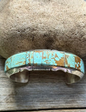 Load image into Gallery viewer, Navajo Native Sterling Silver Number 8 Turquoise Inlay Cuff Bracelet Steve F