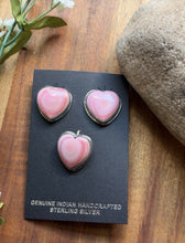 Load image into Gallery viewer, Navajo 925 Sterling Silver Pink Conch Earrings Pendant Set Signed Southwestern