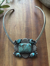 Load image into Gallery viewer, Native American Sterling Silver Turquoise Cluster Pendant Necklace TJ