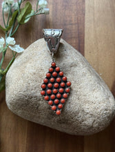 Load image into Gallery viewer, Navajo Sterling Silver Red Coral Cluster Pendant P Johnson