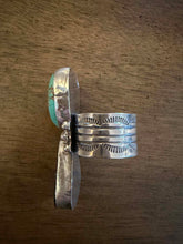 Load image into Gallery viewer, Navajo sterling silver blk jack turquoise royston ring adjustable