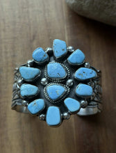 Load image into Gallery viewer, Native American Sterling Silver Blue Turquoise Cluster Cuff Bracelet T Jon